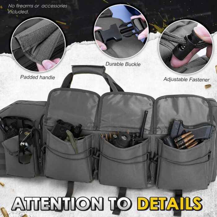DULCE DOM Double Rifle Case 36/42/48 inch Soft Gun Bag Tactical Backpack with Removable Dividers for Hunting Shooting Range, MOLLE System Multiple Magazine Pouches & Accessory Bags - Image 4