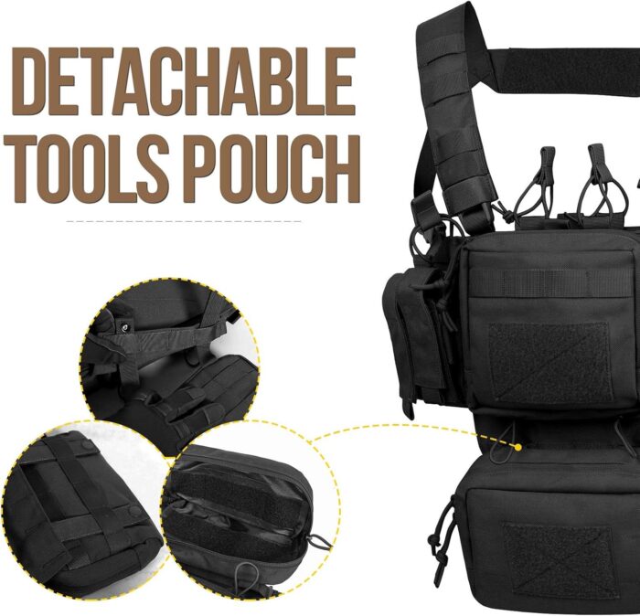 VISMIX Tactical Chest Rig, Adjustable&Detachable Molle Chest Rigs with Mag Pouch - Image 4