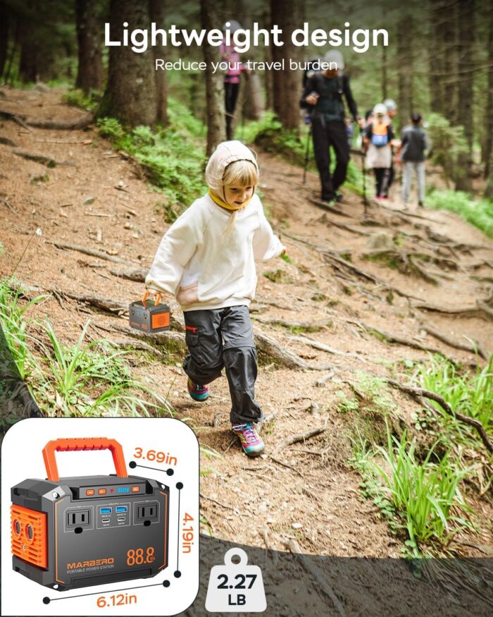 MARBERO Portable Power Station 88.8Wh Solar Generator 150W Peak Lithium Battery Backup Power Bank with LED Light for Home Outdoor Travel Emergency RV Off-Grid Living (Solar Panel Optional) - Image 5