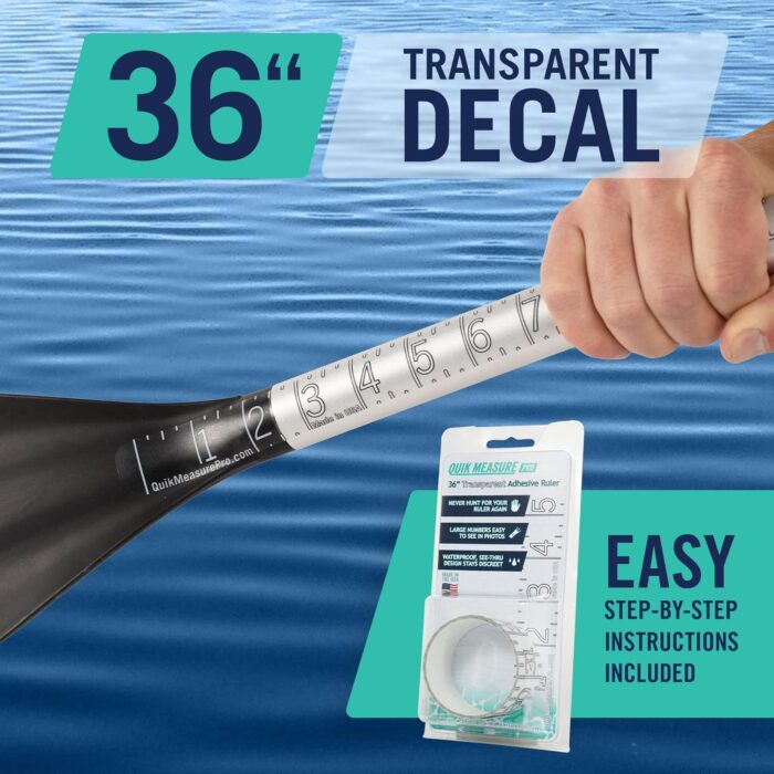36" Fish Measuring Ruler Sticker | Waterproof Transparent Decal Tape | Made in USA | Bold and Easy Read Markings | Boat, Kayak, Net, Cooler Compatible | UV-Resistant Adhesive | Easy Application - Image 3