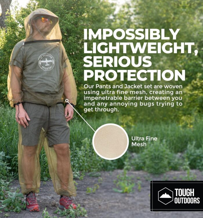 Mosquito Suit - Net Bug Mesh Pants & Jacket w/Hood for Outdoor Protection from Bugs, Flies, Gnats, No-See-Ums & Midges - Mosquito Proof Clothing for Men & Women - w/Free Carry Pouch - Image 2