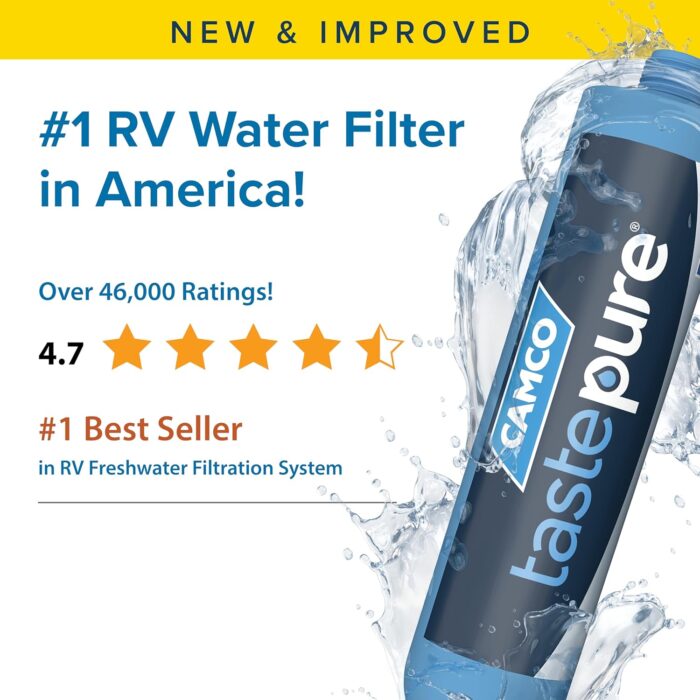 Camco Tastepure RV Water Filter - New & Advanced RV Inline Water Filter with Flexible Hose Protector - GAC & KDF Filtration - Made in USA - Camping Essentials for Fresh Drinking Water (40043) - Image 4
