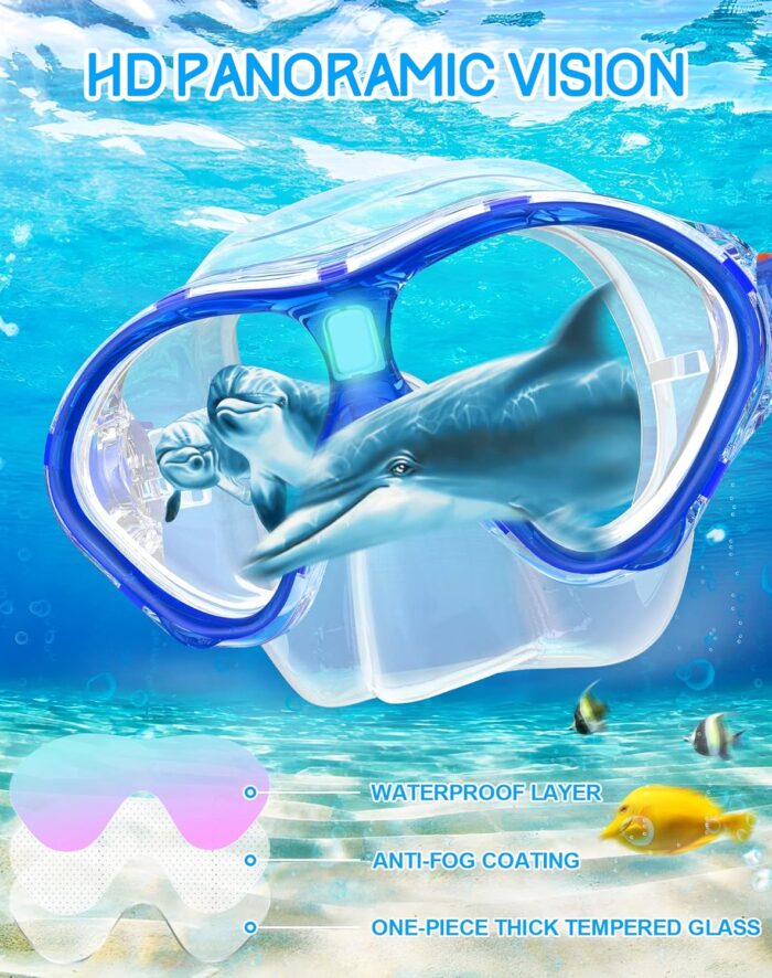 Gintenco Kids Snorkel Set, Diving Mask for Children as Unisex Kids Swimming Goggles, Anti-Fog Diving Mask and Dry Top Snorkel Combo Set for Junior and Youth - Image 6