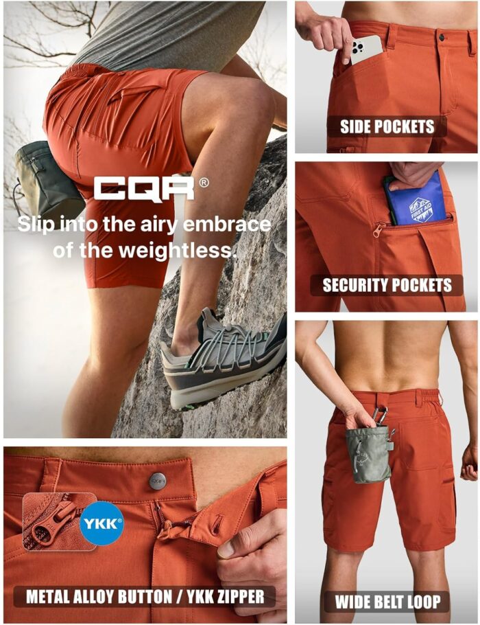 CQR Men's Quick Dry Stretch Hiking Cargo Shorts, Lightweight Water Resistant Tactical Casual, Golf & Outdoor with Pockets - Image 6