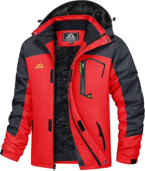 MAGCOMSEN Men's Winter Coats Water Resistant Ski Snow Jacket Warm Fleece Jacket Parka Raincoats With Multi-Pockets