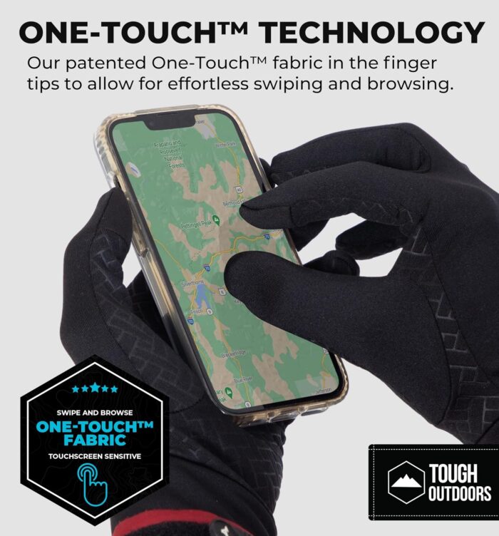 Tough Outdoors Running Gloves - Touch Screen Ski Glove Liners - Men's Winter Gloves - Glove Liners for Cold Weather - Image 3