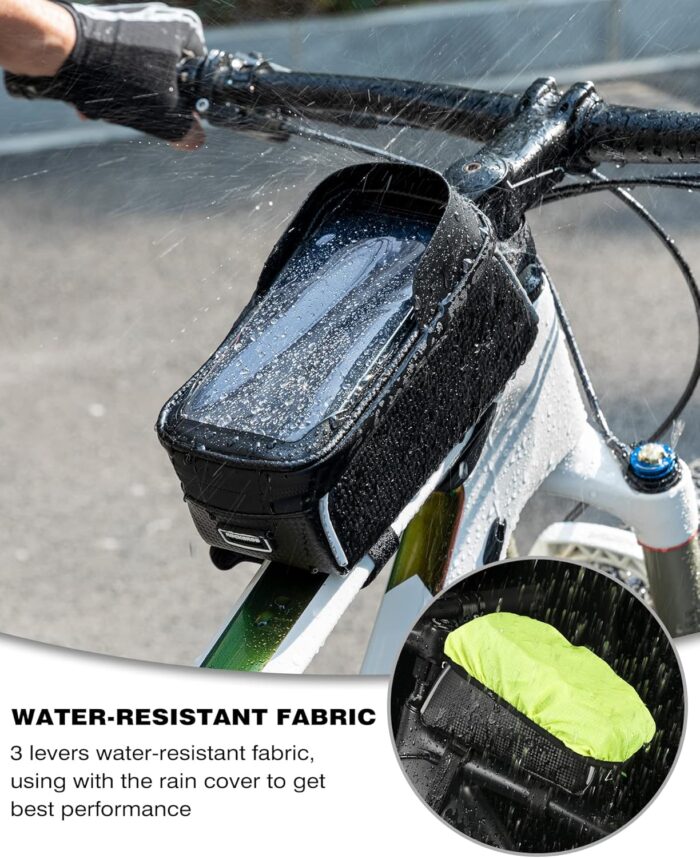 ROCKBROS Bike/Bicycle Phone Front Frame Bag, Waterproof, Tube Bag,Cycling Pouch, Bike Accessories for Men Compatible Phone Under 6.5” - Image 4