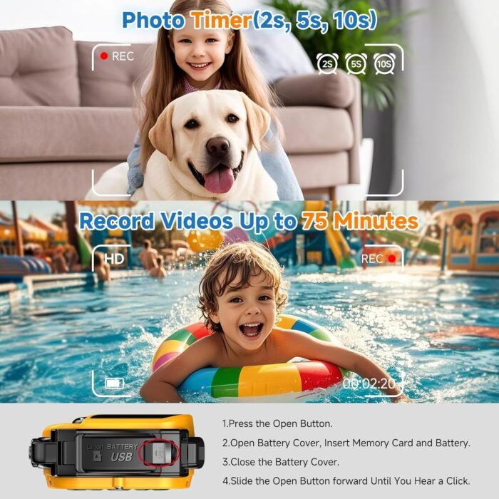 Underwater Floating Digital Camera – 48MP HD Bare-Body Waterproof Camera, No Case Needed for Underwater Fun & Childhood Memories (Yellow) - Image 7