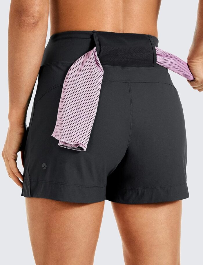 CRZ YOGA Women's Lightweight Mid Rise Hiking Shorts 4'' - Stretch for Athletic Summer Travel Outdoor Golf with Zip Pockets - Image 2
