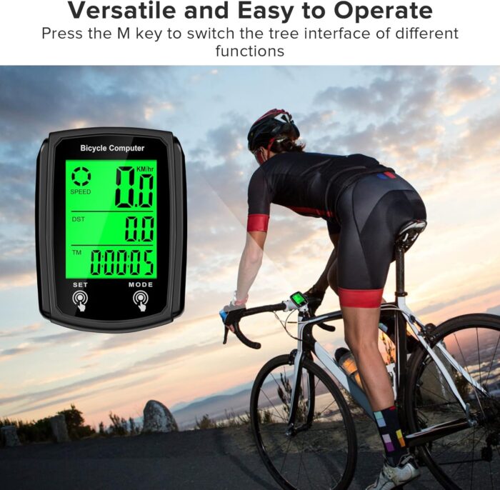 Bike Computer and Bicycle Odometer Wired MPH KM/H Bike Speedometer with Automatic Wake-Up Cycling Speed Tracker LCD Display & Single Mileage & Multi-Functions Accessories - Image 7