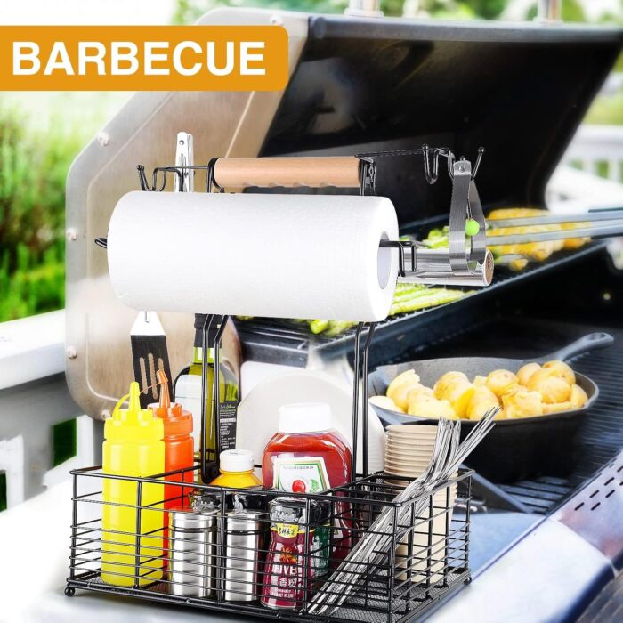 Grill Caddy, BBQ Caddy for Outdoor Grill, Camping Essentials, Camping Accessories, Outdoor Kitchen BBQ Grill Accessories for Camper, Tailgate Essentials, Grilling Gifts for Men - Image 5