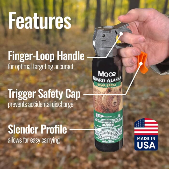 Mace Bear Spray - Guard Alaska Bear Deterrent & Self Defense Spray, 9.17 oz, 40 Feet Range, EPA Registered, Max Strength 20% OC Wildlife Safe Formula, Great for Hiking, Camping, Hunting - Image 5