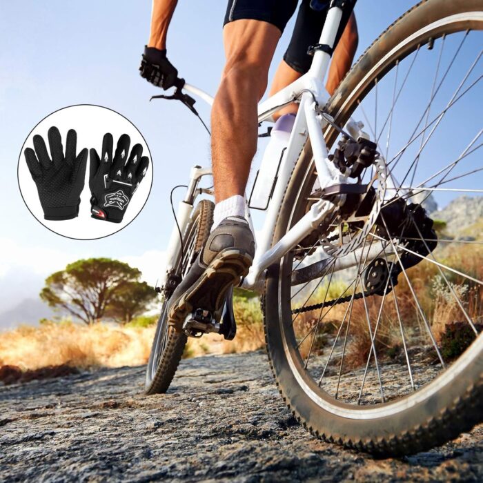 Frienda Motorcycle Gloves Riding Dirty Bike Gloves Racing Winter Power Sports Supplies for Riding Cycling Hiking Outdoor(Black,7.09 x 3.55 Inches) - Image 3