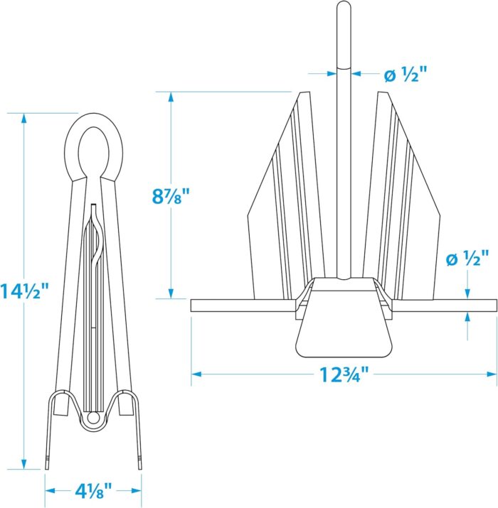 Seachoice Utility Anchor with Slip Ring Shank – Hot-Dipped Galvanized Steel or PVC Coated – Multiple Sizes - Image 5