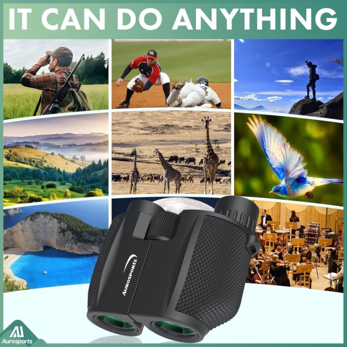 Aurosports 10x25 Binoculars for Adults and Kids, Large View Compact Binoculars with Low Light Vision, Easy Focus Small Binocular for Bird Watching Outdoor Travel Sightseeing Concert Hunting Hiking - Image 7