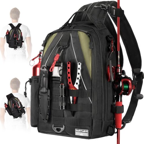 Ghosthorn Fishing Backpack with Rod Holder - Tackle Sling Bag - Fly Fishing Gifts for Men and Women