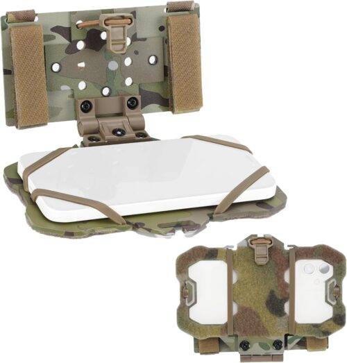 Tactical MOLLE Phone Holder for Plate Carrier Accessories - Fits 4.7"-6.4" Smartphones - Secure Chest Mount for Hunting & Tactical Gear, Camera-Compatible Design