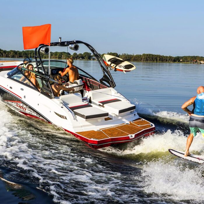 Orange Boat Flag with 53" Adjustable Pole - 12” x 18” Water Ski Flag with Stable Holder, Boat Safety Accessories for Watersports Wakeboarding - Image 3