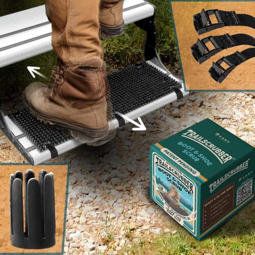 RV Step Covers - Trail Scrubber Boot Brush Cleaner for Camper Steps | Universal Fit Trailer & Semi Truck Accessories | Heavy Duty Stair Carpet Treads Alternative | RV Essentials