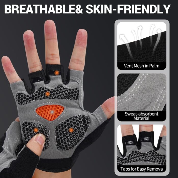 WULI Cycling Gloves Half Finger Men's and Women's Fitness Gloves for Cycling, Breathability, Anti Slip Yoga Equipment, Anti cocooning, Wrist Protection Thickened Palm - Image 5