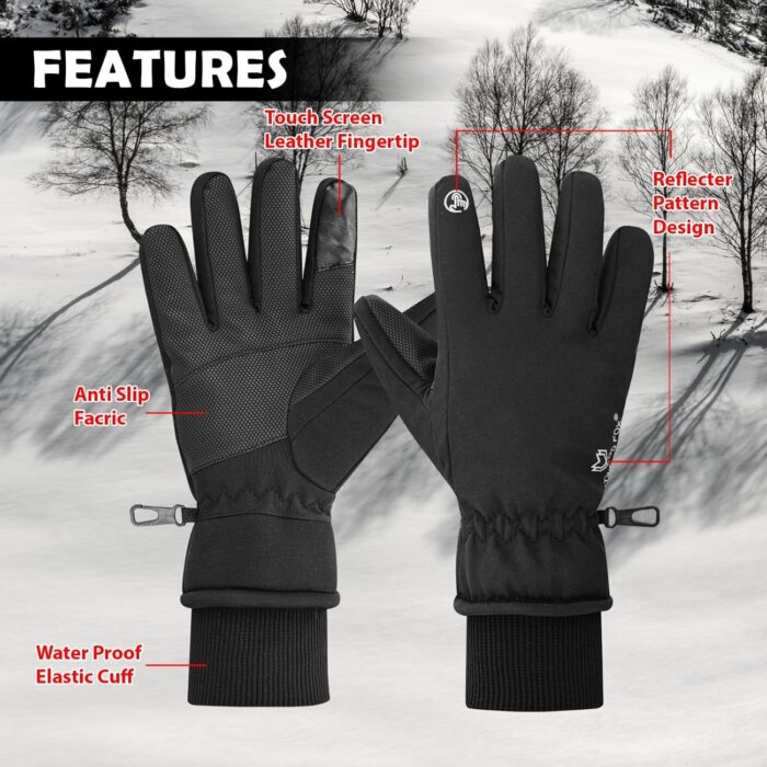Waterproof Winter Gloves for Men & Women,Windproof, Warm Ski Gloves, Touchscreen, Anti-Slip Grip Gloves for Cycling, Snowboarding, Hiking, Running, Driving and Outdoor Sports - Image 2