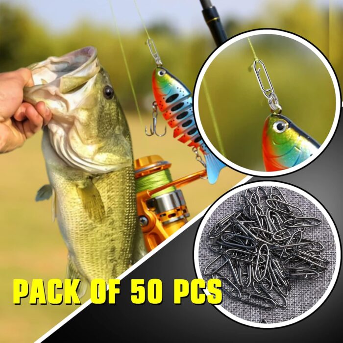 AMYSPORTS High Strength Fishing Snap Saltwater Stainless Connector Snaps Swivels Tackle Steel Power Fishing Clip Lure Quick Change Black Nickel - Image 7