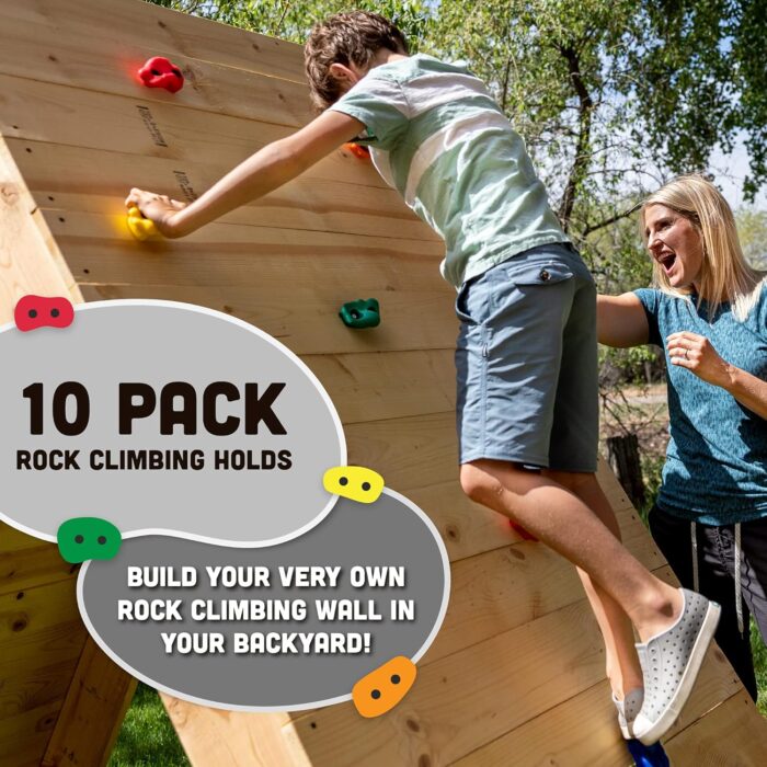 Squirrel Products Rock Climbing Holds for Kids, Deluxe Extra Large Climbing Rocks with Mounting Hardware - DIY Rock Wall Indoor & Outdoor Playground Accessories Wall Climbing Kit - Ages 3+ - Image 2