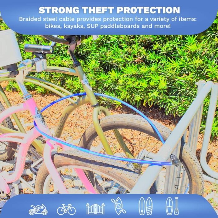 Weatherproof Straight Security Cable Lock (5ft to 25ft Lengths) with Resettable Combination, Anti-Theft Protection for Kayak, Bike, Paddleboard, Scooter, Equipment, Bicycles and More 25ft - Image 2