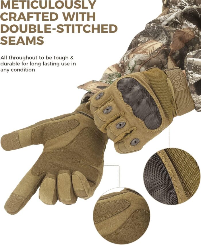 KEMIMOTO Tactical Gloves for Men, Touchscreen Motorcycle Gloves with Hard Shell & Palm Padding for Sports Motorcycle Cycling Tactical Airsoft Paintball Hunting Hiking Camping Climbing - Image 6