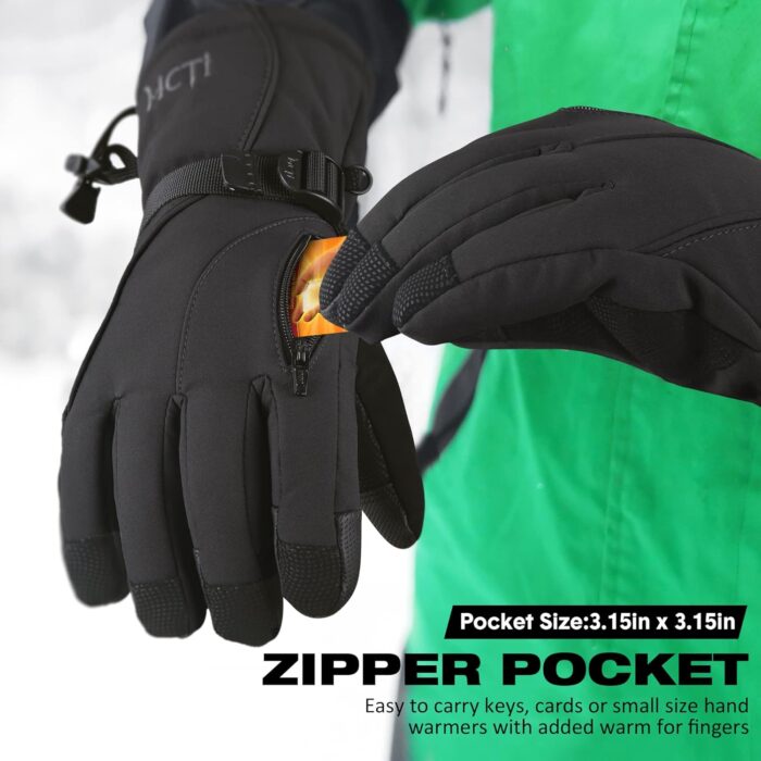 MCTi Waterproof Mens Ski Gloves Winter Warm 3M Thinsulate Snowboard Snowmobile Cold Weather Gloves - Image 4