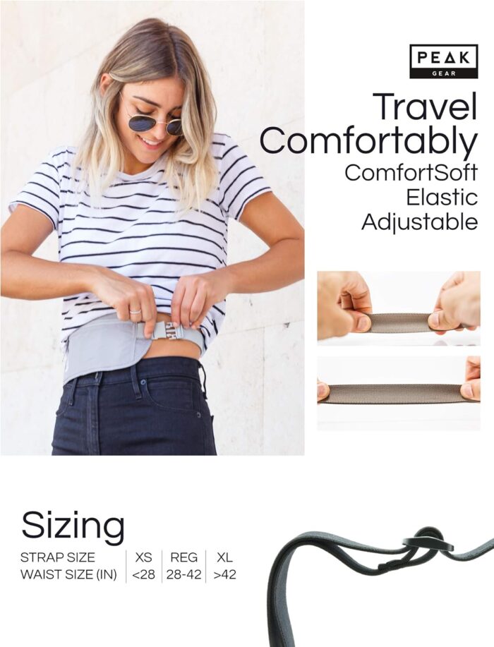 Peak Gear Travel Money Belt. Premium Quality Travel Wallet with RFID Blocking Fabric to Protect Credit Cards, Passports and Documents. Exclusive Theft Protection and 2 Recovery Tags | Gray - Image 5