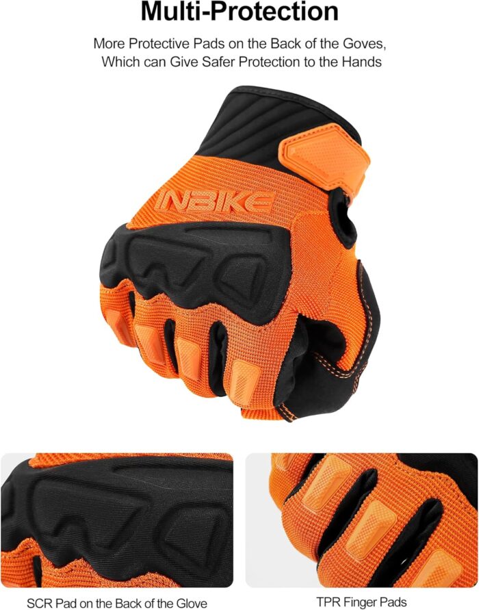 INBIKE Mountain Bike Gloves for Men Knuckle Guard Padded Men's Cycling Gloves Breathable for MTB Motocross Racing Dirtbike - Image 3
