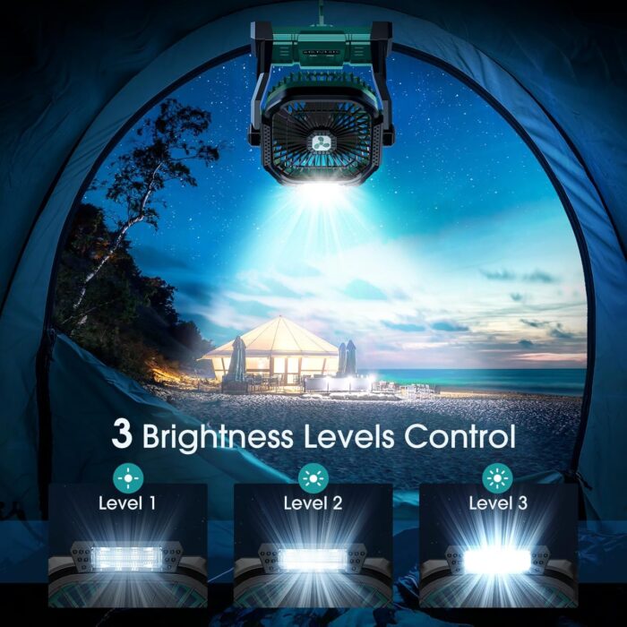 Portable Fan Rechargeable, 20000mAh Cordless Battery Powered Fan with LED Lantern, USB C Battery Operated for Travel Bedroom Home Camping Tent Office Beach Desk Fishing Table - Image 5