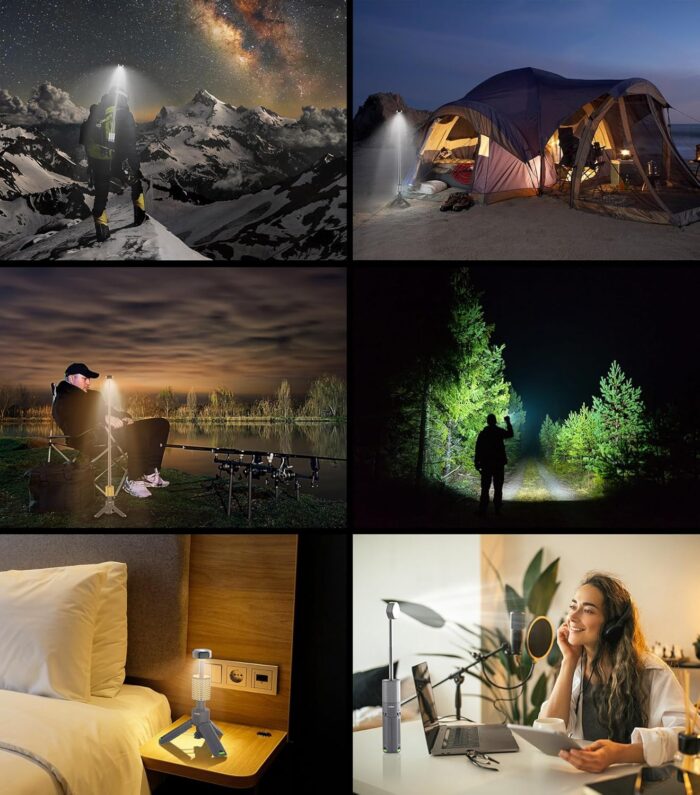 Telescopic Camping Light, Portable Collapsible Magnetic Camp Lantern Rechargeable,10500mAh Telescoping IP67 Waterproof Flashlights, Outdoor Gear for Emergency, Camping, Hiking (Gray) - Image 4