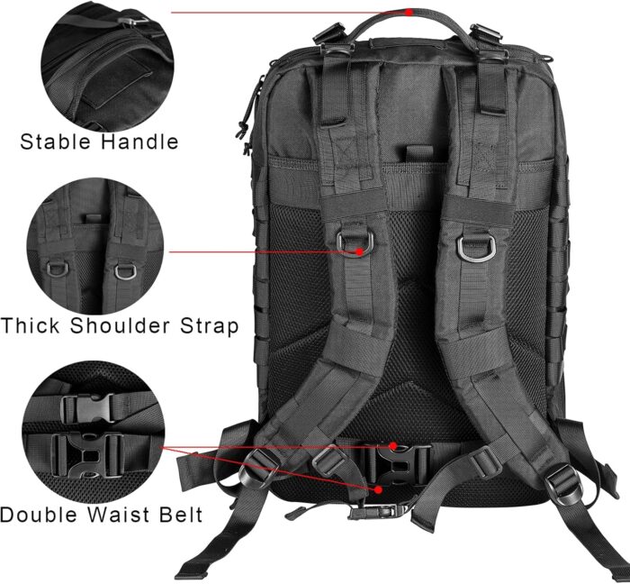 Himal Outdoors Military Tactical Backpack - Large Army 3 Day Assault Pack Molle Bag Rucksack,40L - Image 4