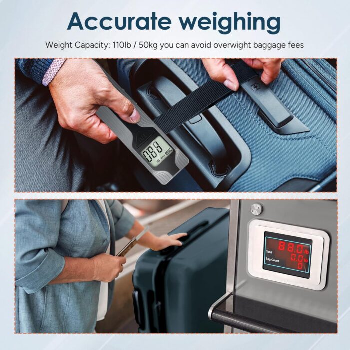 travel inspira Luggage Scale Battery-Free, Travel Essentials, Portable Handheld Suitcase Weight Scale for for Travel Accessories, 110lbs/50kg - Image 7