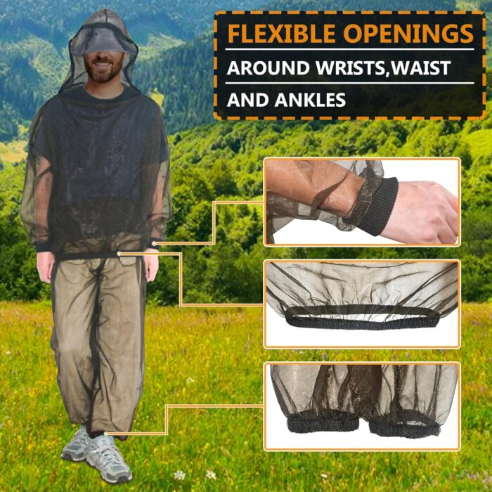 South to East Mosquito Suit - Net Bug Mesh Pants & Jacket with Hood for Outdoor Protection from Bugs, Flies, Gnats, No-See-Ums & Midges - Mosquito Clothing for Men & Women with Carrybag, M Size - Image 4