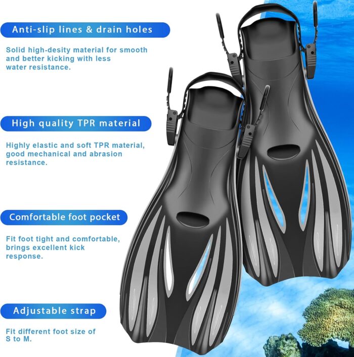 Snorkeling Gear for Adults Kids - Mask Fins Snorkel Set with Panoramic View Snorkel Mask Anti-Fog Anti-Leak, Dry Top Snorkel, Dive Flippers and Gear Bag, Snorkeling Diving Safety Gear - Image 5