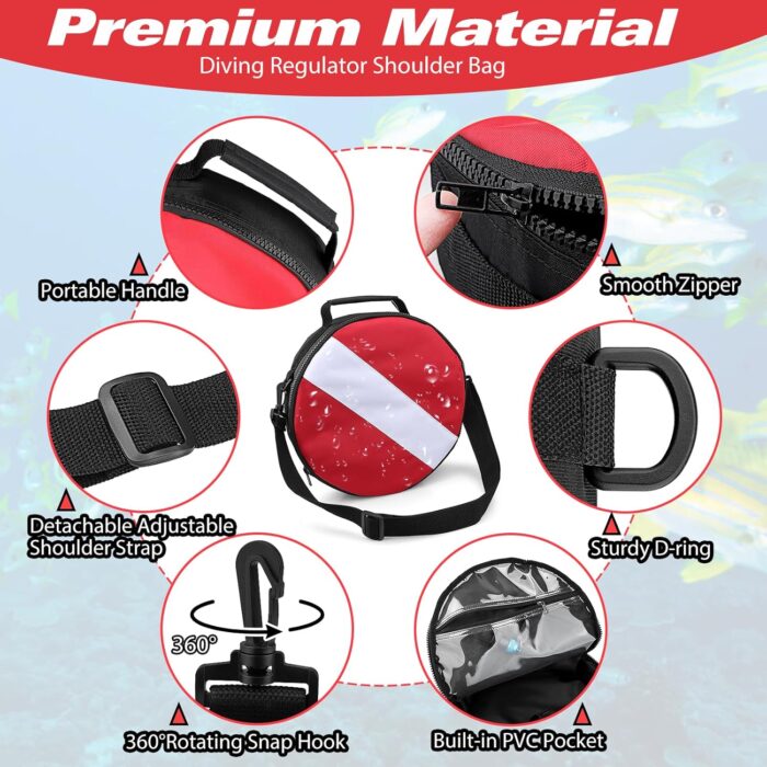 Portable Scuba Regulator Bag, Professional Diving Travel Bags Protective Gear Carry Handbag with Adjustable Shoulder Strap for Divers - Image 4