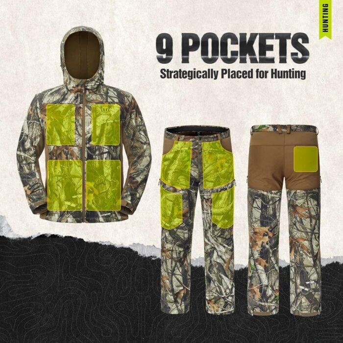 TIDEWE Hunting Clothes for Men with Fleece Lining, Safety Strap Compatible Water Resistant Silent Hunting Jacket and Pants - Image 3