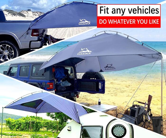 Versatility Camping Tent for Truck Bed,SUV RVing, Van,Trailer and Overlanding Portable Teardrop Awning Canopy Tear Resistant Tarp with 2 Sandbag - Image 3