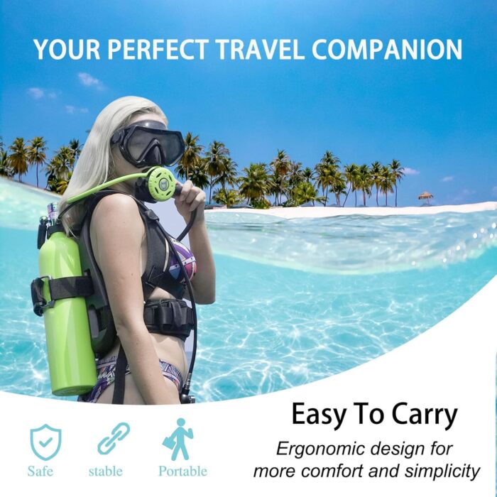 2.3L Mini Scuba Tank, 25-35 Minutes Diving Lung Tanks, DOT-Certified Scuba Diving Tank, Portable Dive Portable Lungs, 2.3L(16 Cu Ft) Capacity, 3000 Psi Max Pressure, Aluminum Tank, Within 30 Ft - Image 6
