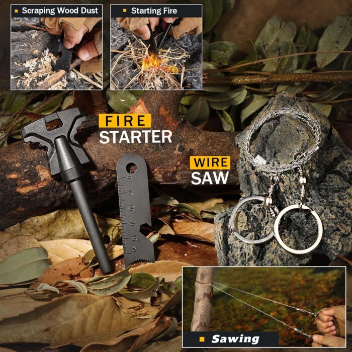 Survival Kit 14 in 1, Survival Gear and Equipment, Gifts for Men Dad Husband Him, Outdoor Fishing Hunting Camping Anniversary Birthday Gift Ideas for Him Teenage Boy Women - Image 6