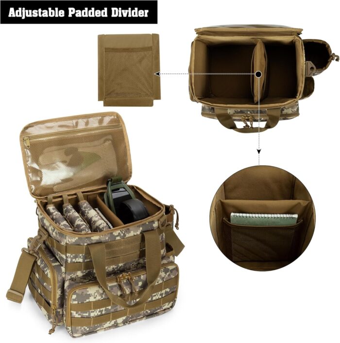 DSLEAF Tactical Gun Range Bag with 3 Pistol Cases, Gun Duffle Range Bag with 12X Magazine Slots and Extra Pockets for Shooting and Hunting - Image 2