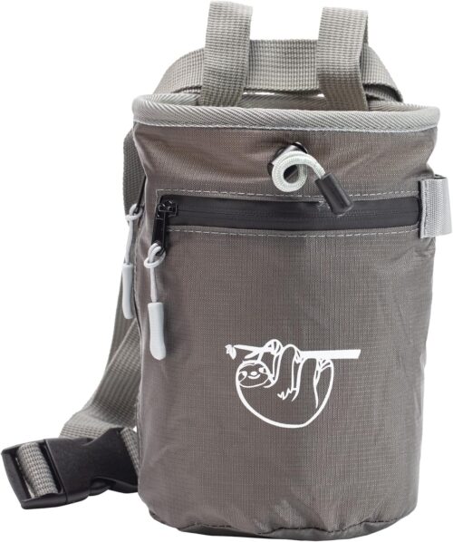 Chalk Bag for Rock Climbing, Climbing Chalk Bag for Bouldering with 2 Large Zipper Storage Pockets, Premium Gym Chalk Bag for Weightlifting, Great Gift and Rock Climbing Gear