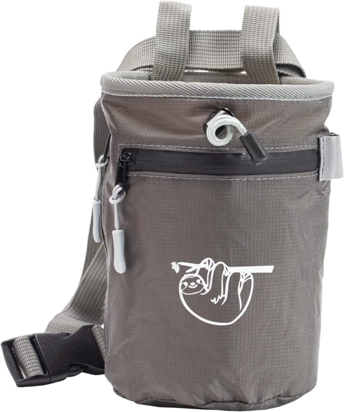 Chalk Bag for Rock Climbing, Climbing Chalk Bag for Bouldering with 2 Large Zipper Storage Pockets, Premium Gym Chalk Bag for Weightlifting, Great Gift and Rock Climbing Gear