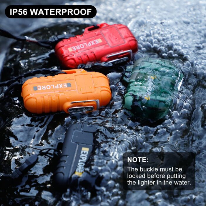 LcFun Waterproof Electric Dual Arc Lighter USB Rechargeable Outdoor Windproof Flameless Plasma Lighters for Camping, Hiking, Adventure, Survival Tactical Gear Gifts for Men - Image 2