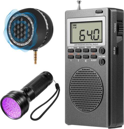 Dunzy Ghost Hunting Equipment Kit,Spirit Ghost Hunting Equipment Communication Include 1 Paranormal Radio 1 Speaker and LED UV Flashlight,Paranormal Research Tool Portable Detector(Retro Style)