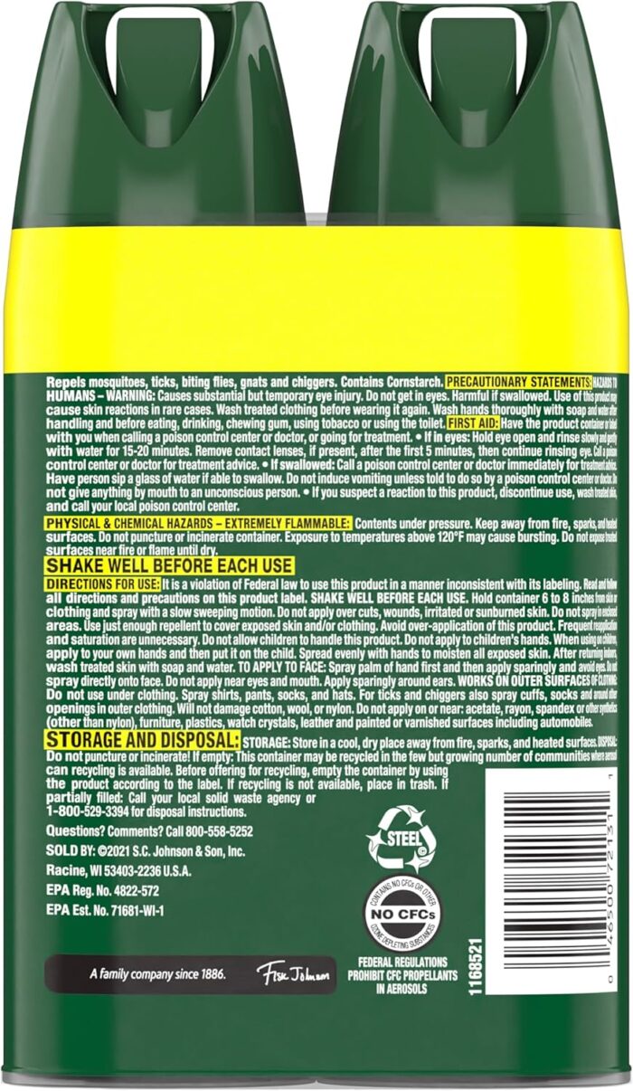 OFF! Deep Woods Insect Repellent Aerosol, Dry, Non-Greasy Formula, Bug Spray with Long Lasting Protection from Mosquitoes, 4 Oz, 2 Count - Image 12