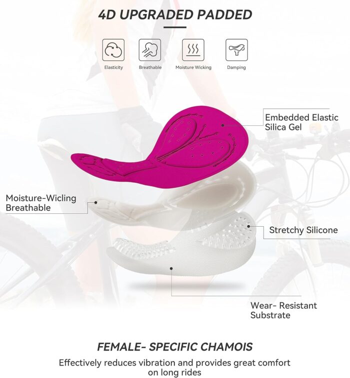 Bikewa Women's 4D Padded Bike Underwear Cycling Bicycle Shorts Biking Riding Briefs Biker Cycle Undershorts for Women - Image 3